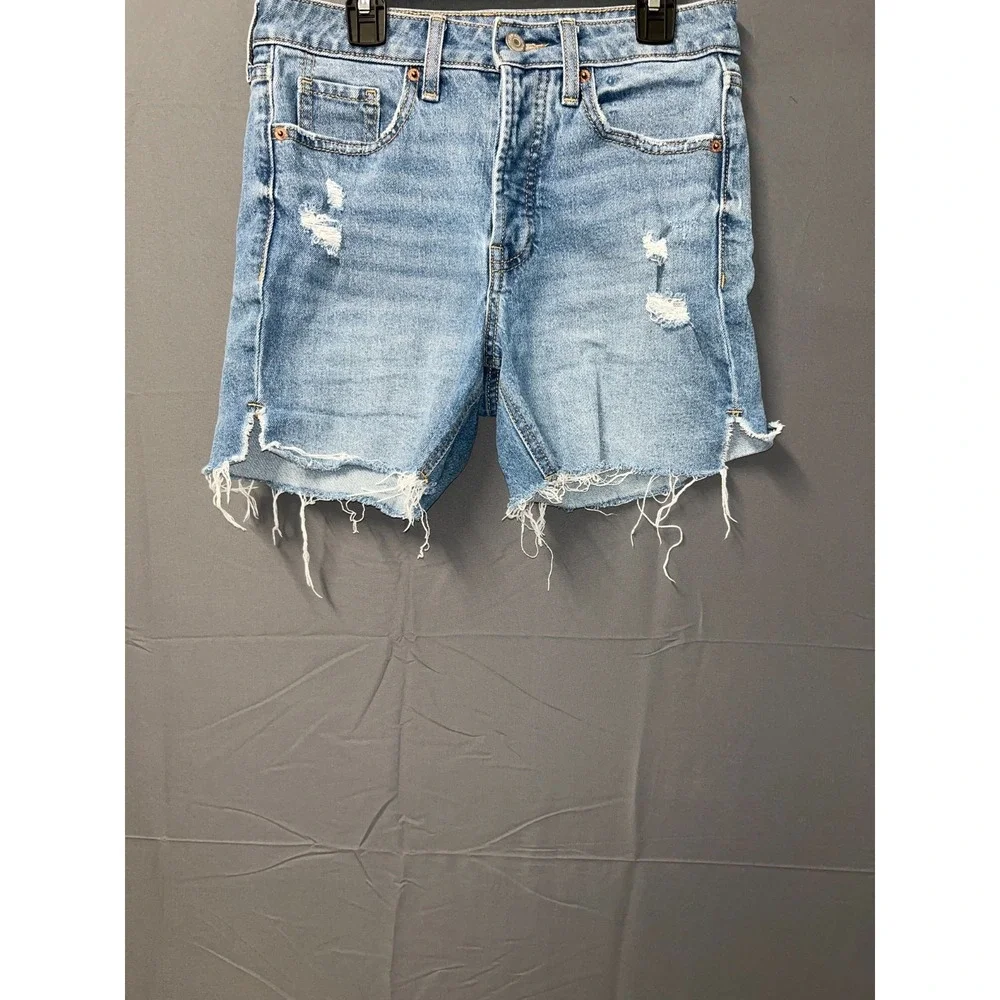 Old Navy OG Straight Cut Off Shorts Girls 2 Blue Denim Cotton Stretch Distressed